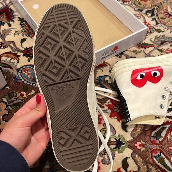 CONVERSE X COMME DES GARCONS PLAY ALL STAR CHUCK '70 HI - OFF WHITE. M5/WO7 - Picture 5 of 9